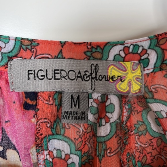 Anthropologie Figueroa & Flower Floral Multicolor Women's Semi Sheer Top Medium - Picture 7 of 8